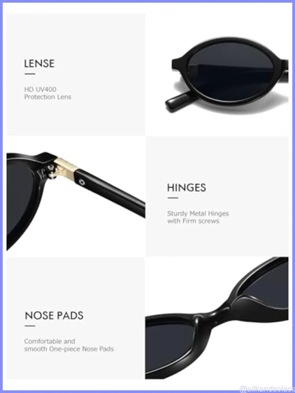 Retro Oval Sunglasses UV400 Protection Lightweight Unisex 2 Pack